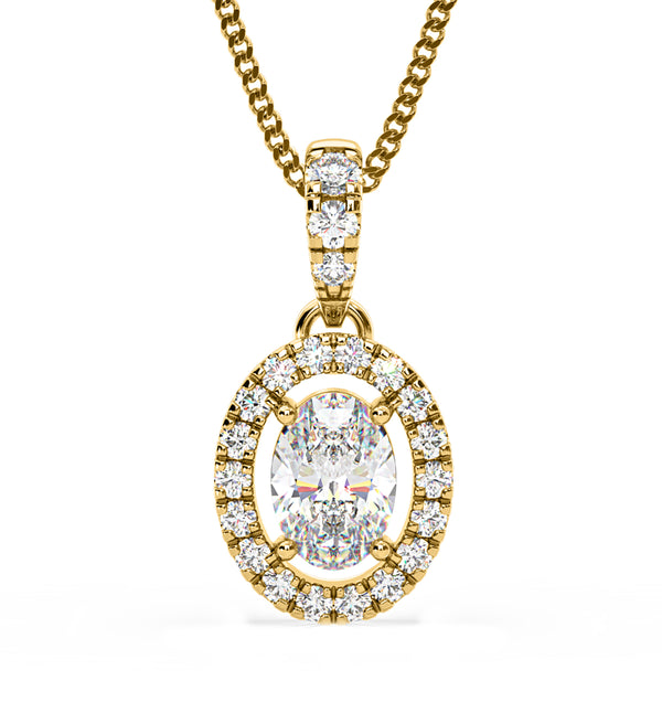 Georgina Oval Lab Diamond Halo Pendant Necklace 0.70ct in 18K Yellow Gold F/VS1